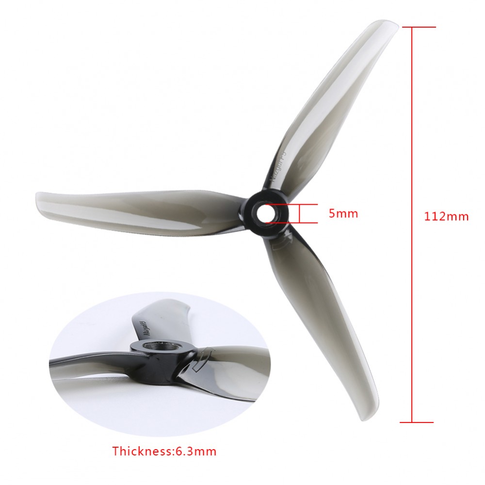Nazgul F5 Tri-blades CW CCW Propellers - Gray for AOS 5